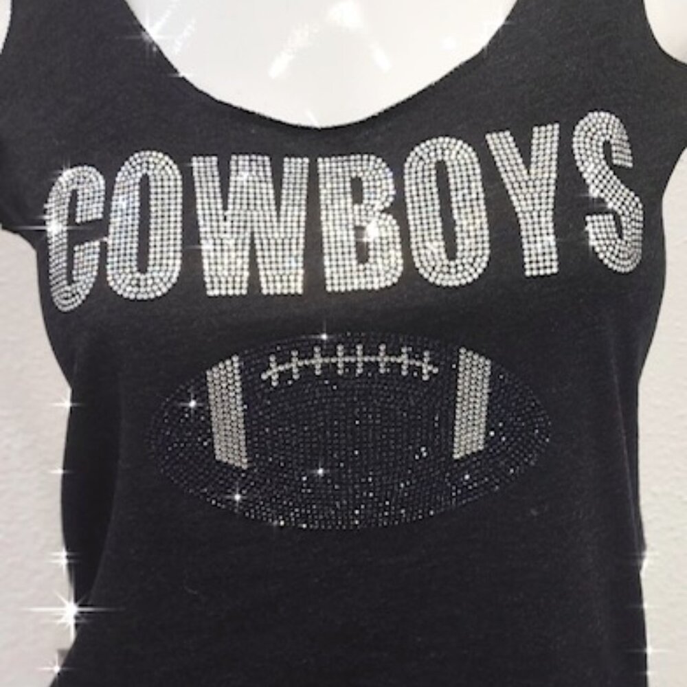 Bling Cowboys Charcoal Racer back football tank